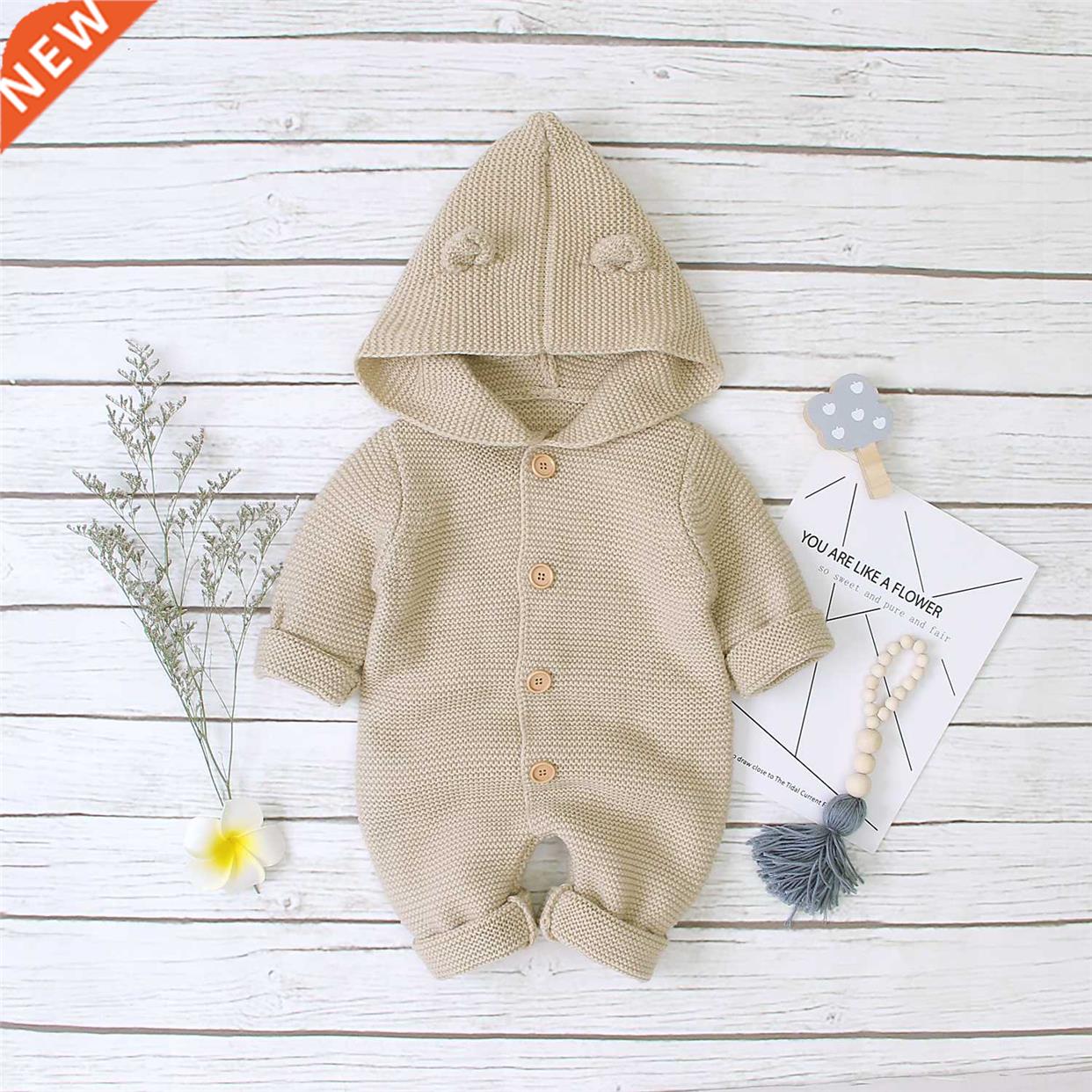 Baby Rompers Long Sleeve Cartoon Bear Knitted Newborn Boys G