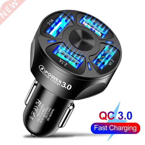 Car charger 4 Ports USB charger Cigarette Lighter Socket QC