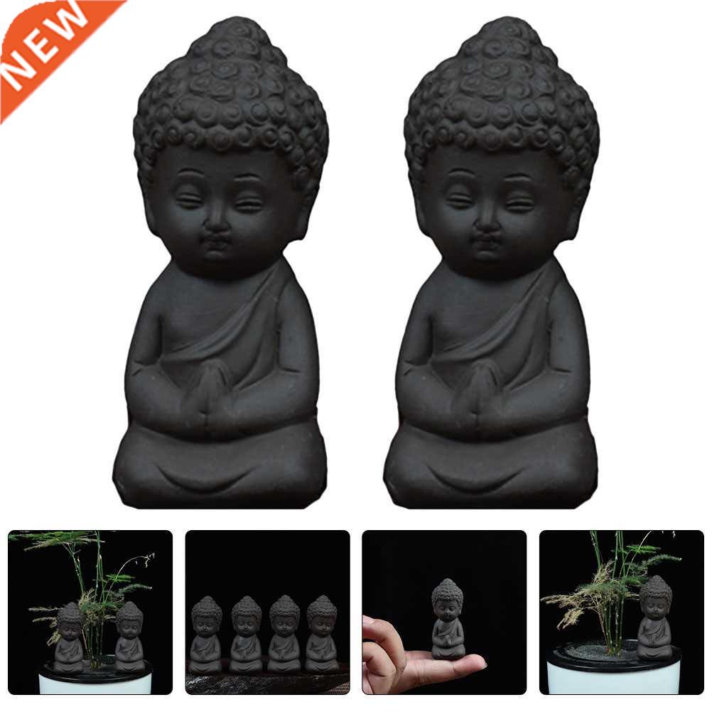 2pcs Purple Clay Craft Little Monk Adornments Little Monk