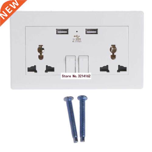 Wall Socket USB Plug Switch 2100mA Outlet With LED Indicator