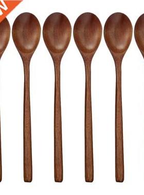 Wooden Spoons, 6 Pieces Wood Soup Spoons for Eating Mixing