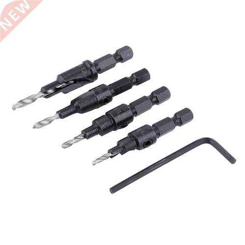4 pcs HSS Countersink Drill Bits + 1 pcs 1/4 Quick Change