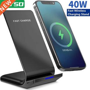 40W Qi Wireless Charger Stand For iPhone 13 12 11 Pro X XS M