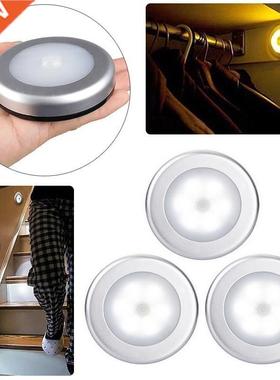 6 led otion sensor light wall cabinet wardrobe drawer batte