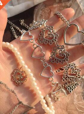 Kpop Heart Chain Choker Necklace For Women collar Goth Neckl