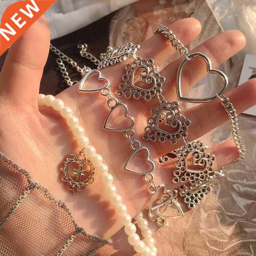 Kpop Heart Chain Choker Necklace For Women collar Goth Neckl