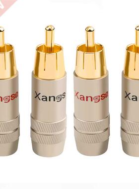 4Pcs Copper RCA Plug Gold-plated Welding HiFi Audio Adapter