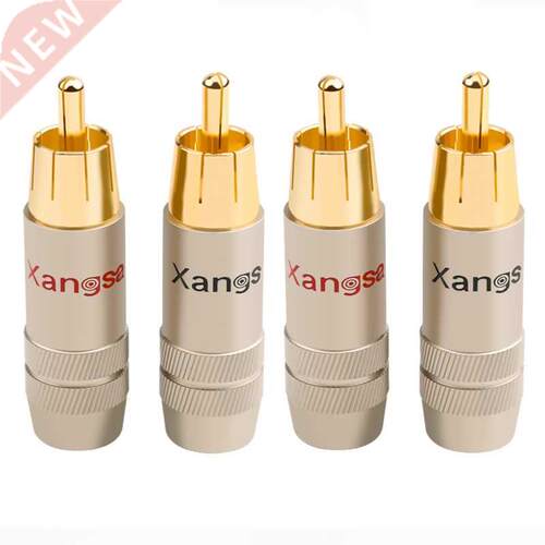 4Pcs Copper RCA Plug Gold-plated Welding HiFi Audio Adapter