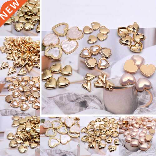 High-quality 6pcs Metal Alloy Gold Heart Charms Pendants For