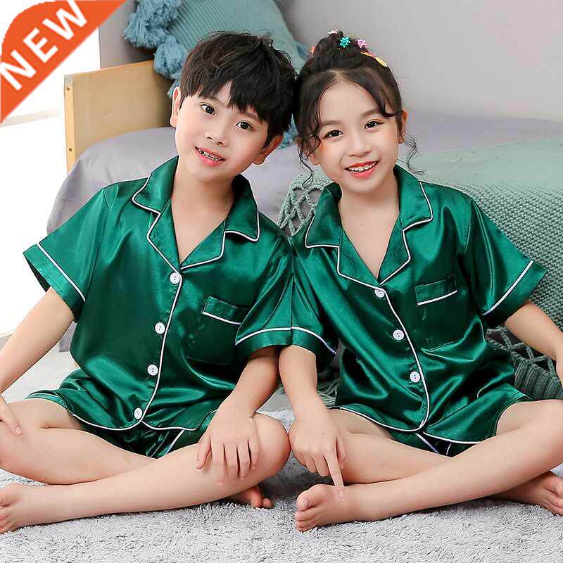 Girls Pajamas Set Summer Short Sleeve Children's Sleepwear S