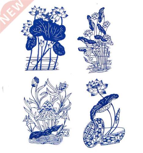Blue and White Porcelain Paper Cut by Hand Window Flower