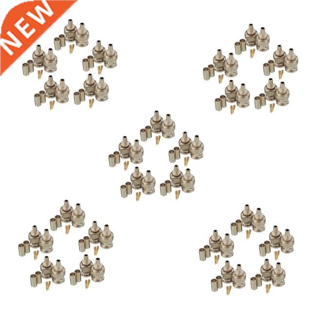 50 Sets 3-Piece BNC Male RG58 Plug Crimp Connectors