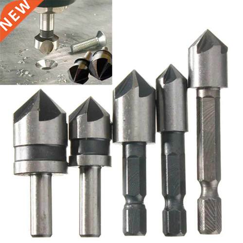 5pcs 5 Flute HSS Countersink Drill Bit Set 82 Degree 1/4inch