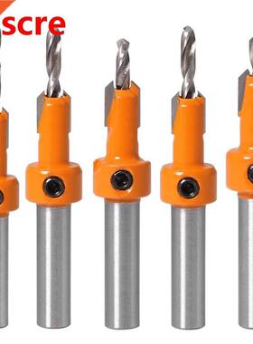 5pc 8mm Shank HSS Woodworking Countersink Router Bit Set Scr