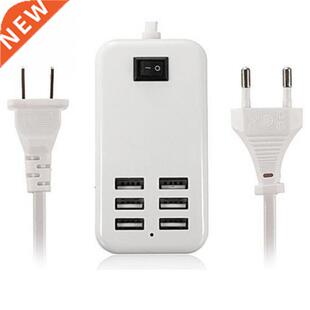 6 Port USB Hub Desktop Wall Charger 6A 220V AC Charging Exte