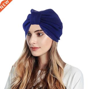 802 Hat Women Knot Fashion Pleated Head Hat Cap Headwear Mus