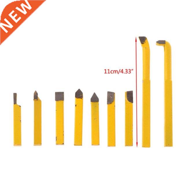 9Pcs 8x8mm Carbide Tipped Lathe Metal Cutter Bit Cutting Too