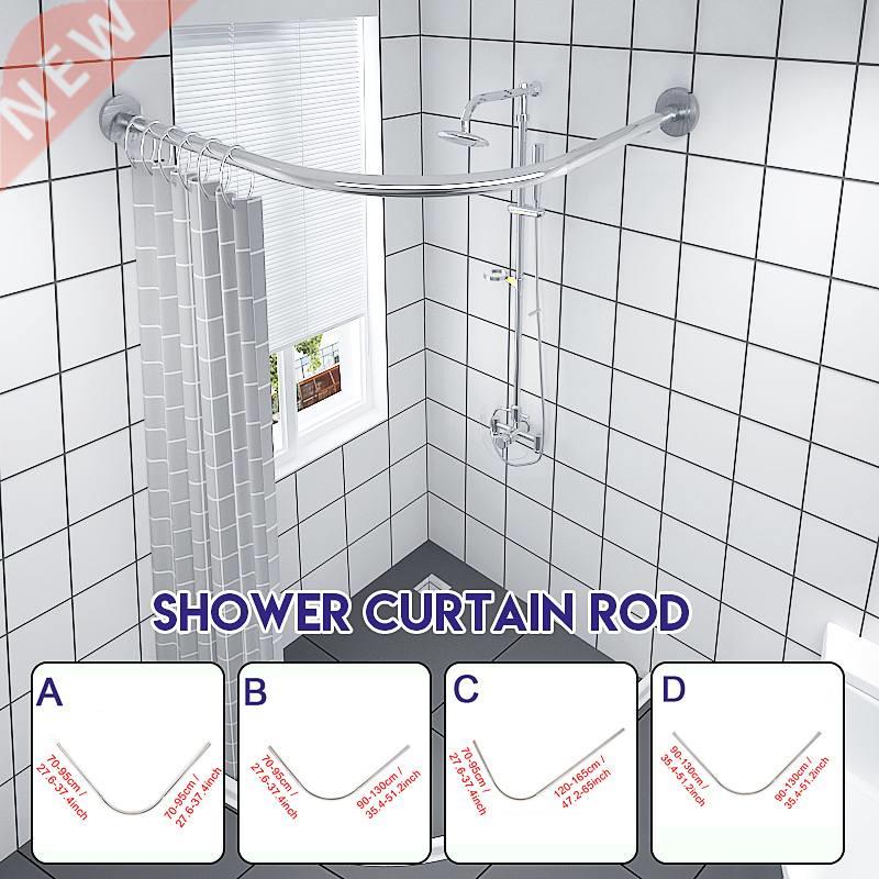 04 Stainless Steel Extendable Corner Shower Curtain Rod