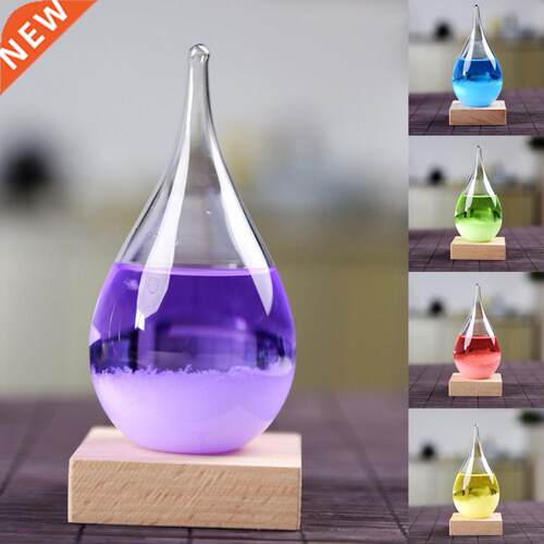 2021 Transparent Droplet Storm Glass with Wooden Bass Home B