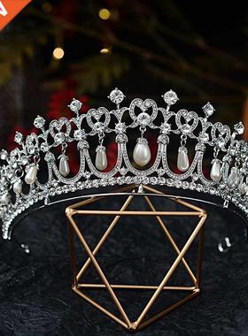 Broque Crystl Perl Bridl Tirs Din Crown Rhinestone P