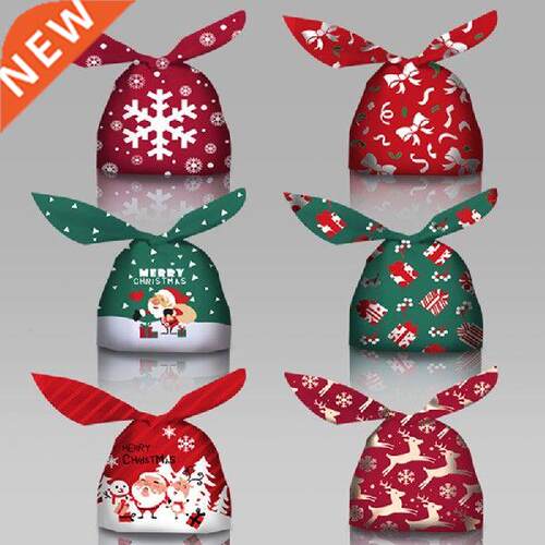 Cute Bunny Ears Christmas Candy Bag Santa Snowflake Gift