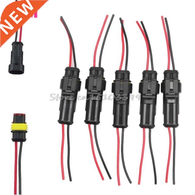 5 Kit 2 Pin Way Car Waterproof Electrical Connector Plug wit