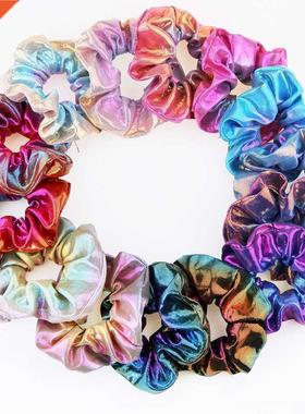 Gradient Color Hair Scrunchie PU Elastic Hair Band For Women