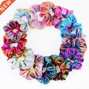 Gradient Color Hair Scrunchie PU Elastic Hair Band For Women