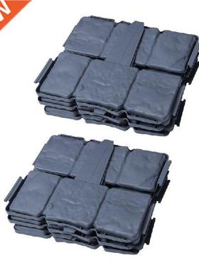 24Pc Grey Garden Fence Edging Cobbled Stone Effect Plastic