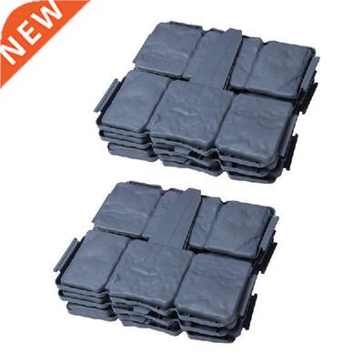 24Pc Grey Garden Fence Edging Cobbled Stone Effect Plastic