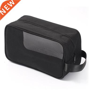 coofit 1pc Black Mesh Toiletry Pouch Large Capacity Mesh Clo