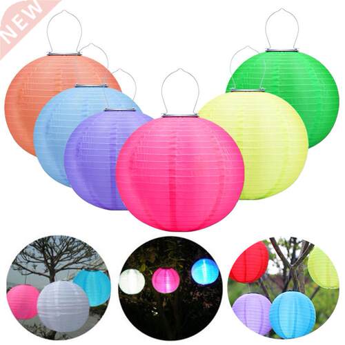 12in Waterproof Round Cloth LED Solar Lantern Lamp