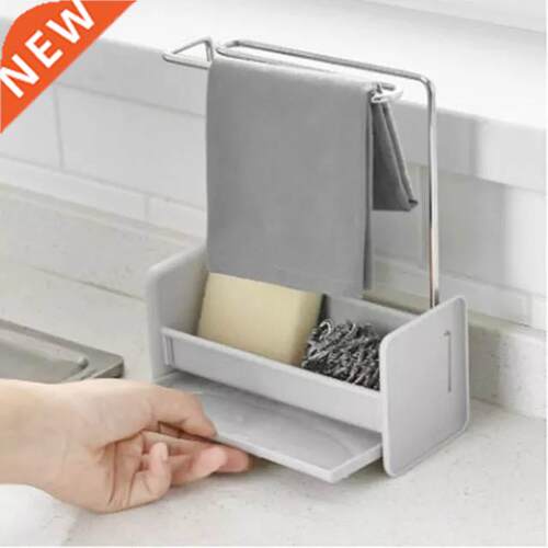 Kitchen Sponge Holder Sink Cleaning Brush Soap Rack Drain Tr