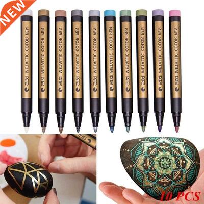 10PCS/Lot Metallic Markers Paints Pens Art Permanent Writing