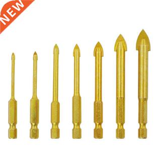 5/6/7Pc Glass Drill Bits Set Titanium Coated Hex Shank Ceram