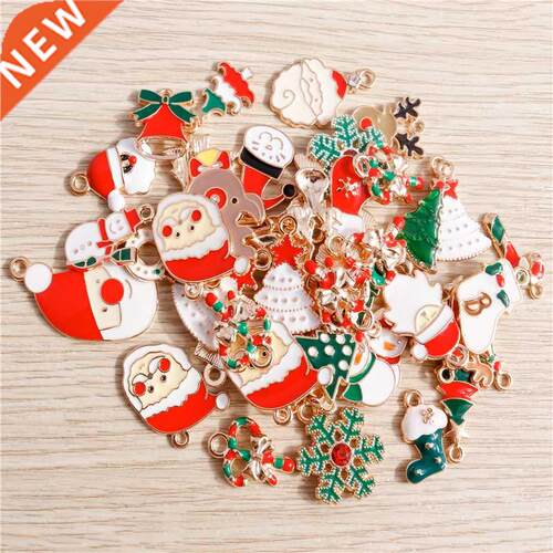 10pcs/lot Enamel Christmas ree Santa Claus Charms for  Ma