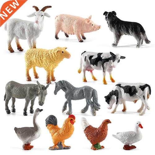 12pcs Realistic Animal Figurines Simulated Poultry Action Fi