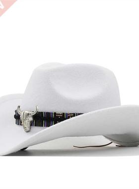 Simple White Women's Men's Western Cowboy Hat For man Lady J