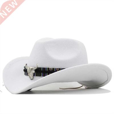 Simple White Women's Men's Western Cowboy Hat For man Lady J