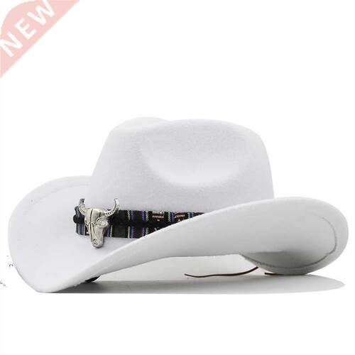 Simple White Women's Men's Western Cowboy Hat For man Lady J