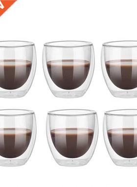 Set of 2/6 Double-lyer het-resistnt te Glss Coffee Cups