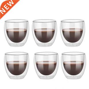 Set of 2/6 Double-lyer het-resistnt te Glss Coffee Cups