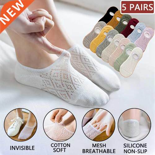 5 Pairs/Set Women Silicone non-slip invisible Socks Summer S
