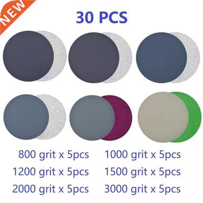 30Pcs 3inch Round Shape Sandpaper Wet/Dry Sanding Discs Hook