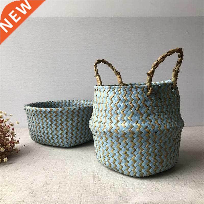 foldable handmade seagrass flower pot storage wicker basket