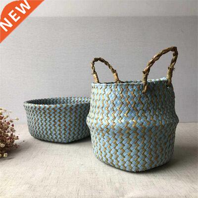 Foldable Handmade Seagrass Flower Pot Storage Wicker Basket