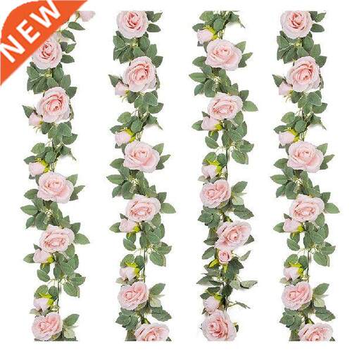 New 4Pcs(26 FT) Artificial Rose Vine Fake Flower Garland