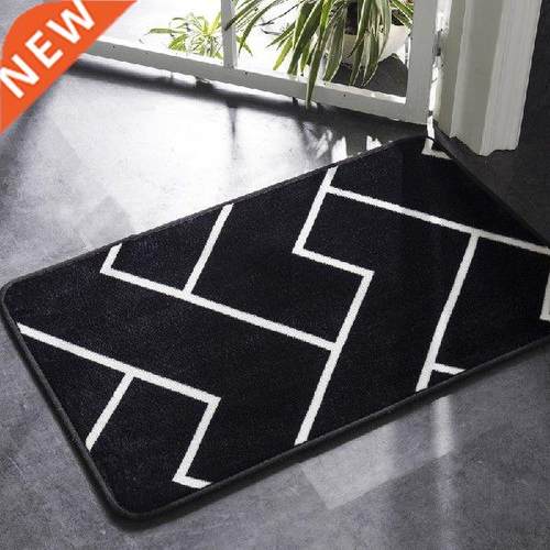 1PC Bath Mat Black and White Classic Geometric Pattern