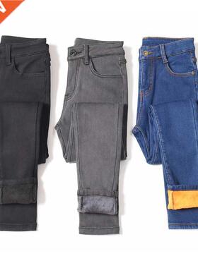 Warm Winter Plus Size Slim Jeans Women Advanced Stretch Cott