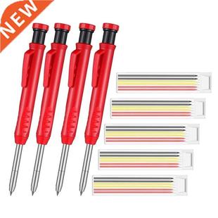 4 Pieces Solid Carpenter Pencil with 30 Pieces Leads Refills